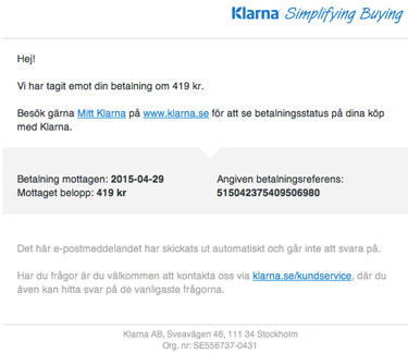 Kundservice hos Klarna