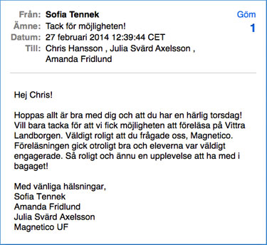 tack, sofia tennek